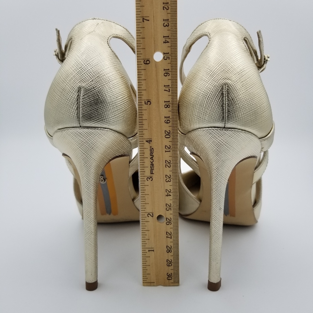 Sam Edelman Adelisa Ankle Strap Stiletto Heels, Gold Leaf, Women's Size 8.5 - Picture 8 of 16